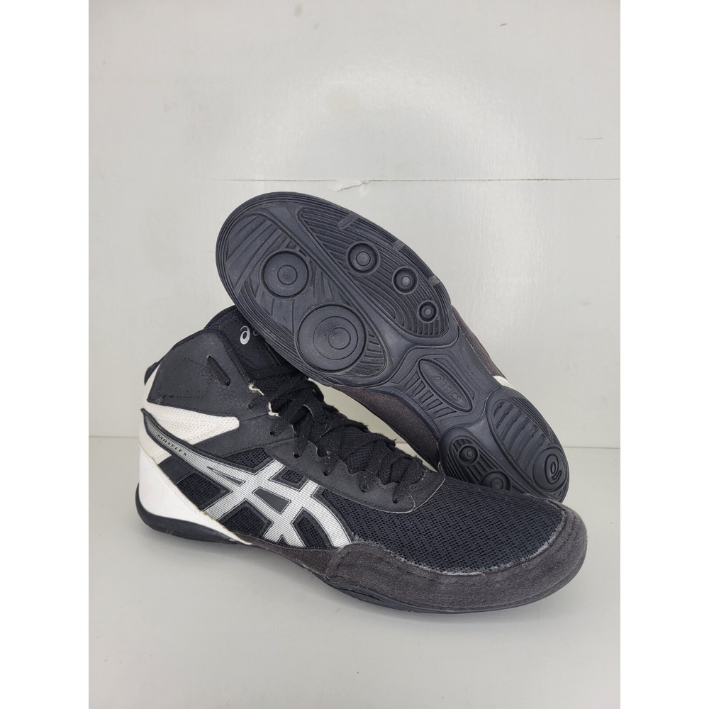 ASICS Matflex Wrestling Shoes Mens Sz 9 Black White Silver Boxing MMA Flat Shoes - Picture 5 of 8